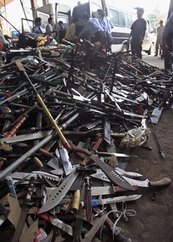 Illegal Guns And Knives Destroyed In Shanghai